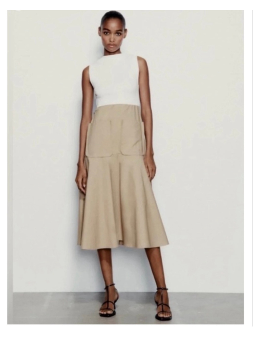 Women's ZARA Mixed Media Midi Dress M